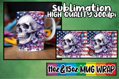 Joyful adventures 11oz 15oz sublimation wrap, Skull USA Product Image 1