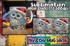 Christmas Owl Embroidery Wrap for 11oz 15oz Mug Holiday Product Image 1