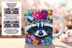 Mug Wrap: Joyful Raccoon &amp; Blooming Flowers Product Image 1