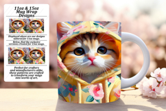 Lovely 11oz Mug Wrap Png Template , Cute Cat Product Image 1