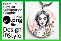 Lovely Round Design for Sublimation , Beauty Woman Product Image 1