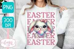 Cute Easter sublimation PNG, Coquette bunny PNG design Product Image 4