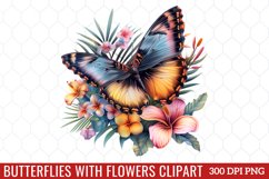 Butterflies With Flowers Clipart Product Image 1