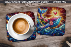 Dolphin Coaster Sublimation, Valentine Coaster PNG Design Product Image 1