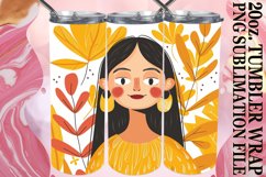 Elegant Portrait with Floral Tumbler Wrap 20oz Product Image 1