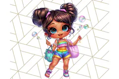 Chibi Summer Girls Clipart PNG, Bright Kawaii Summer Art Product Image 5