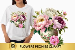 flowers peonies clipart, peonies sublimation Product Image 1