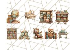 Whimsical Library Clipart with Cozy Readers and Books Product Image 9