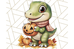 Fall Dinosaur PNG Clipart with Autumn Elements, Cute Dino Product Image 5