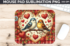 Watercolor Bird Mouse Pad Sublimation - Valentines PNG Product Image 1