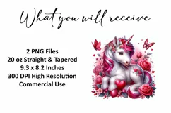 Valentine's Day Unicorn Horse Tumbler Wrap Sublimation Desig Product Image 2