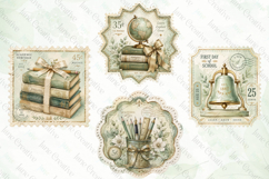 Vintage Back to School Postage Stamp Clipart Product Image 1