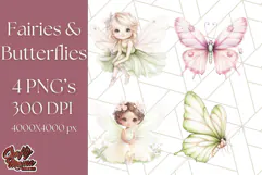 Pastel Fairies and Butterflies PNG, Spring Fantasy Clipart Product Image 1