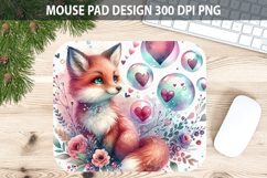 Watercolor Foxes Mouse Pad Sublimation - Valentines PNG Product Image 1