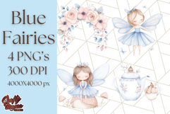 Pastel Blue Fairy Garden Clipart, Enchanted Cottagecore Png Product Image 1