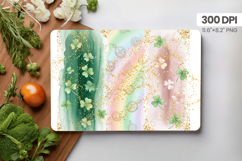 Pastel Rainbow Shamrock Glitter Cutting Board PNG Sublimatio Product Image 1