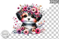 Dog With Flowers Sublimation - Clipart PNG Design Product Image 1
