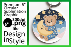 Whimsical Circle Design Keychain Template , Cute Bear Product Image 1
