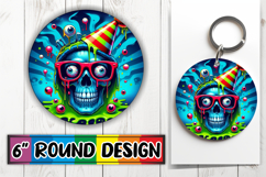 Unique Round Keychain Sublimation, Skull Product Image 1