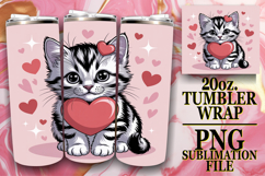 Radiant memories 20oz tumbler wrap, Valentines Cat Product Image 1