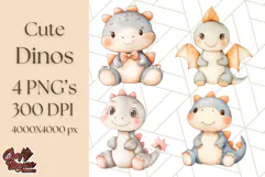 Cute Pastel Dinosaur Clipart PNG for Nursery Art, Baby Decor Product Image 1