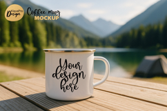 Camping Coffee Mug Mockup Enamel Cup Lake Mountain Product Image 1