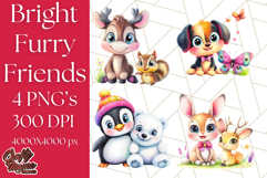 Cute Animal Friends Clipart PNG, Bright Spring Animal Duos Product Image 1