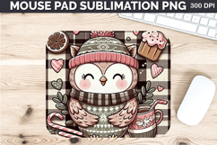 Watercolor Owls Mouse Pad Sublimation - Christmas PNG Design Product Image 1