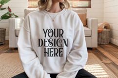 White Gildan 18000 Sweatshirt Model Mockups, Product Image 1