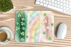 Pastel Rainbow Shamrock Glitter Mouse Pad PNG Sublimation De Product Image 1