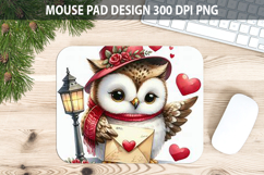 Watercolor Owl Mouse Pad Sublimation - Valentines Png Product Image 1