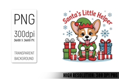Cute Christmas Dog, Animal Sublimation Clipart PNG Product Image 1