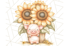 Rustic Sunflower Clipart, Soft Country Farmhouse Florals Png Product Image 5