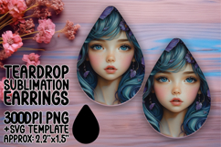 Elegant Teardrop Earrings Sublimation Template , Fairy Product Image 1