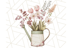 Watering Can Flowers PNG, Rustic Floral Watercolor Clipart Product Image 5