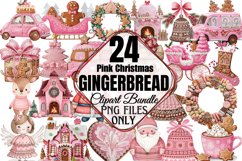 Pink Christmas Gingerbread sublimation Clipart Bundle PNG Product Image 1