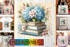 Whimsical TSHIRT Art Ideas PNG, Book and flower Product Image 1