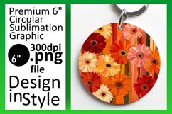 Chic Stripe Blossoms: Sublimation Keychain &amp; Car Coaster Product Image 1