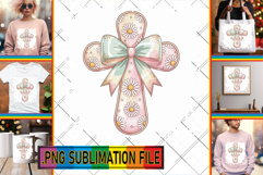 LUMINOUS TOTE BAG Gift Ideas PNG, Cross and Bow Product Image 1