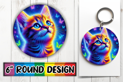 Whimsical Circle Keychain Sublimation, Cat Product Image 1