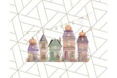 Pastel Halloween Town PNG Clipart, Spooky Shops & Homes Png Product Image 5
