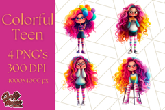 Teen Girl Clipart PNG, Fun Character Illustration Product Image 1