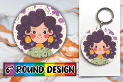 Elegant Flower-Crowned Woman Round Design PNG Product Image 1