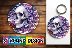 Radiant Circle Sublimation Keychain, Skull USA Product Image 1