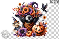 Halloween Dog Flowers Sublimation - Clipart PNG Design Product Image 1