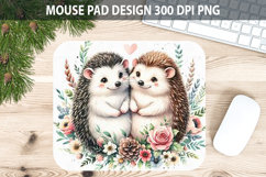 Watercolor Hedgehog Mouse Pad Sublimation - Valentines PNG Product Image 1