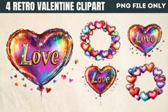 Retro Valentine Clipart PNG Product Image 1