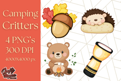 Camping Animals PNG, Forest Critters Campfire Clipart Product Image 1