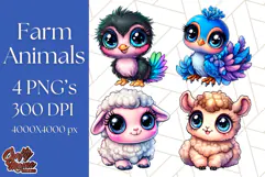 Farm Animals Kawaii Clipart PNG, Cute Barnyard Animal Product Image 1