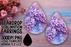 Teardrop Earring Sublimation Design - Bright Flowers Product Image 1